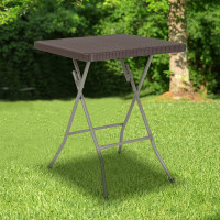 Flash Furniture DAD-FT60-GG 23.5'' Square Brown Rattan Plastic Folding Table 